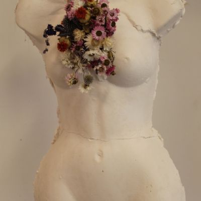 Jasmine S A2 Plaster and dried flowers sculpture